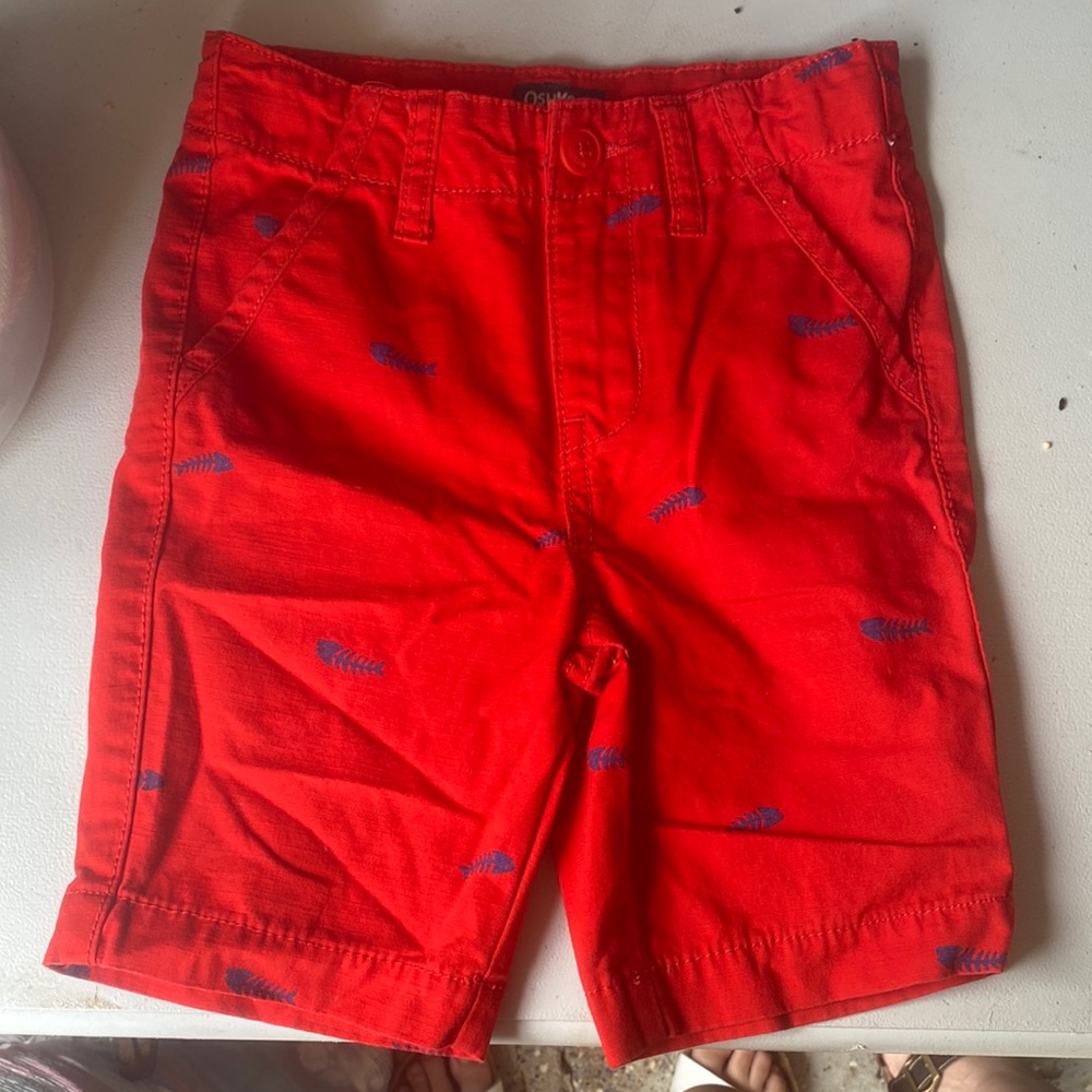 4T red shorts with blue fish. Oshkosh brand. New.